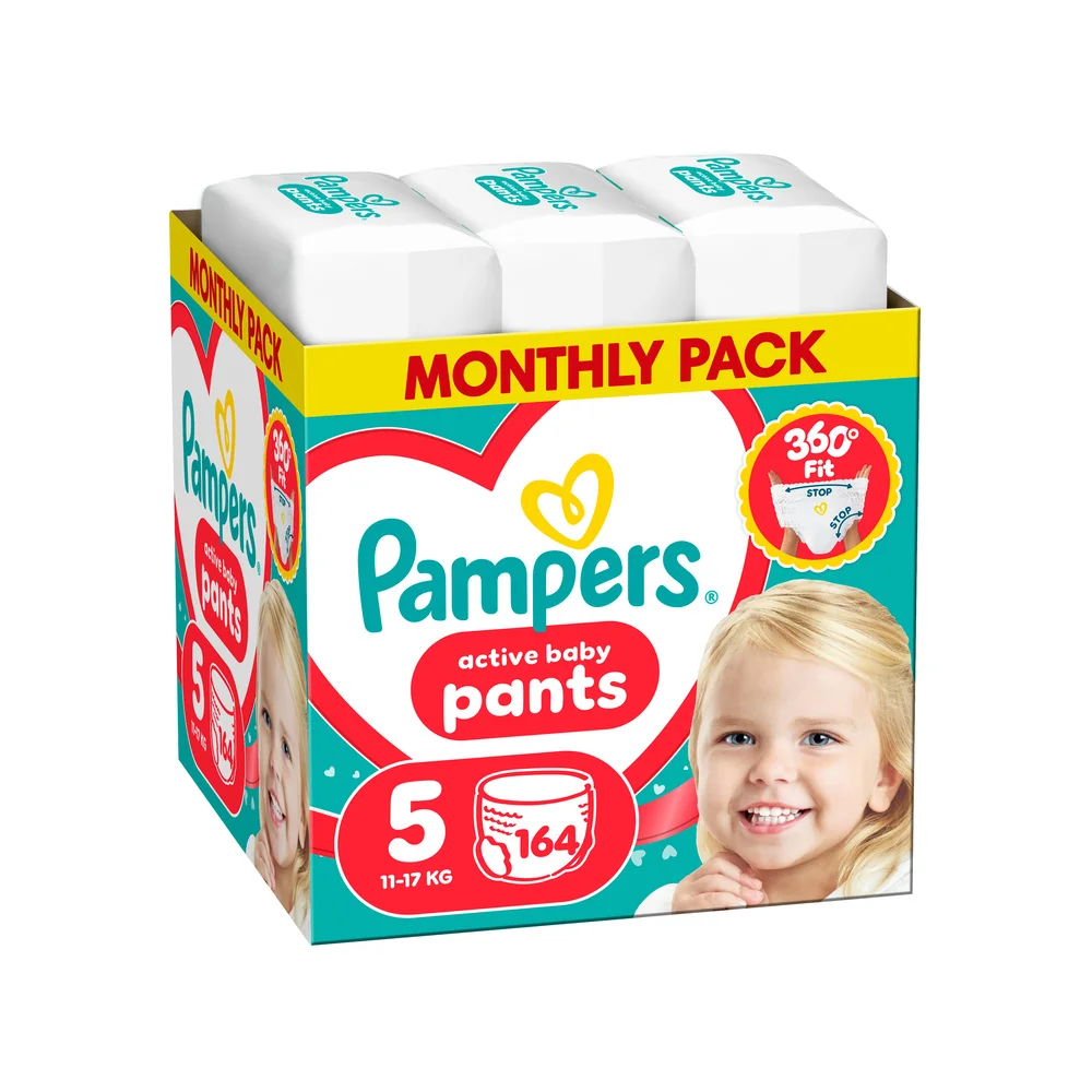 Pampers Active Baby Pants 5 pieluchomajtki, rozmiar 5, 11-17 kg, 164 sztuki