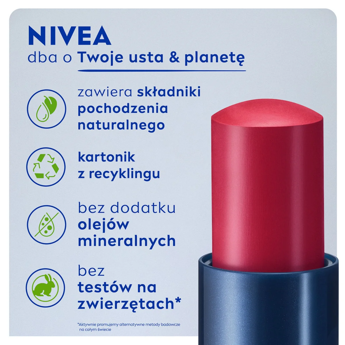 Nivea Caring Beauty 3w1 pomadka pielęgnująca Red, 4,8 g