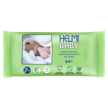 Helmi Baby, Chusteczki nawilżane EKO z ekstraktem z aloesu, 64 szt. 