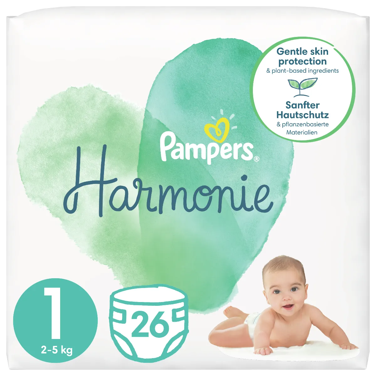 Pampers Harmonie Newborn pieluszki jednorazowe rozmiar 1, 2-5 kg, 26 szt. 