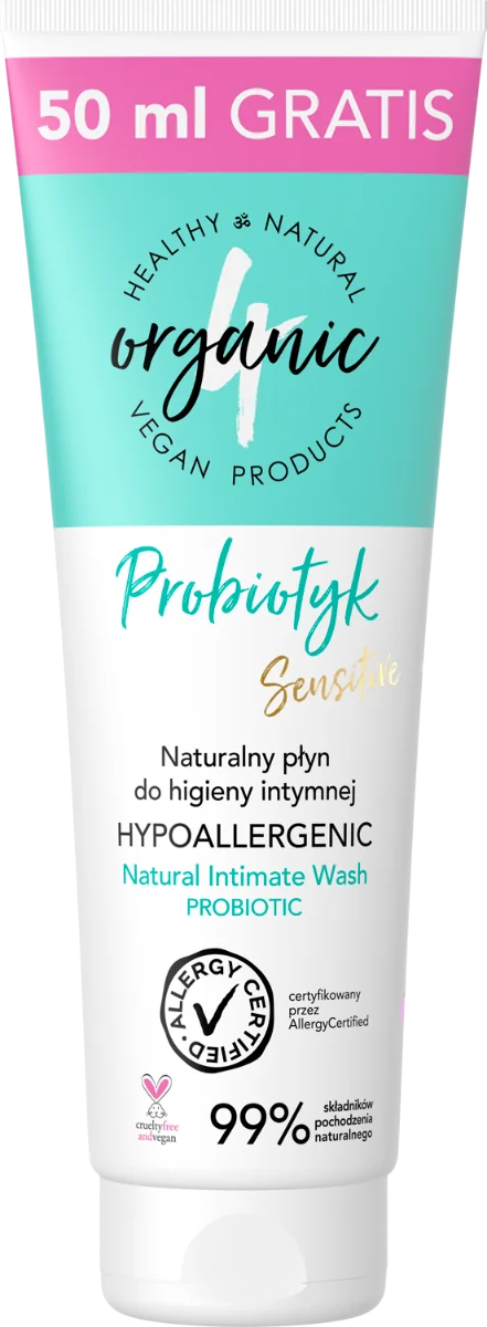 4organic naturalny płyn do higieny intymnej probiotyk w tubie, 200 ml + 50 ml