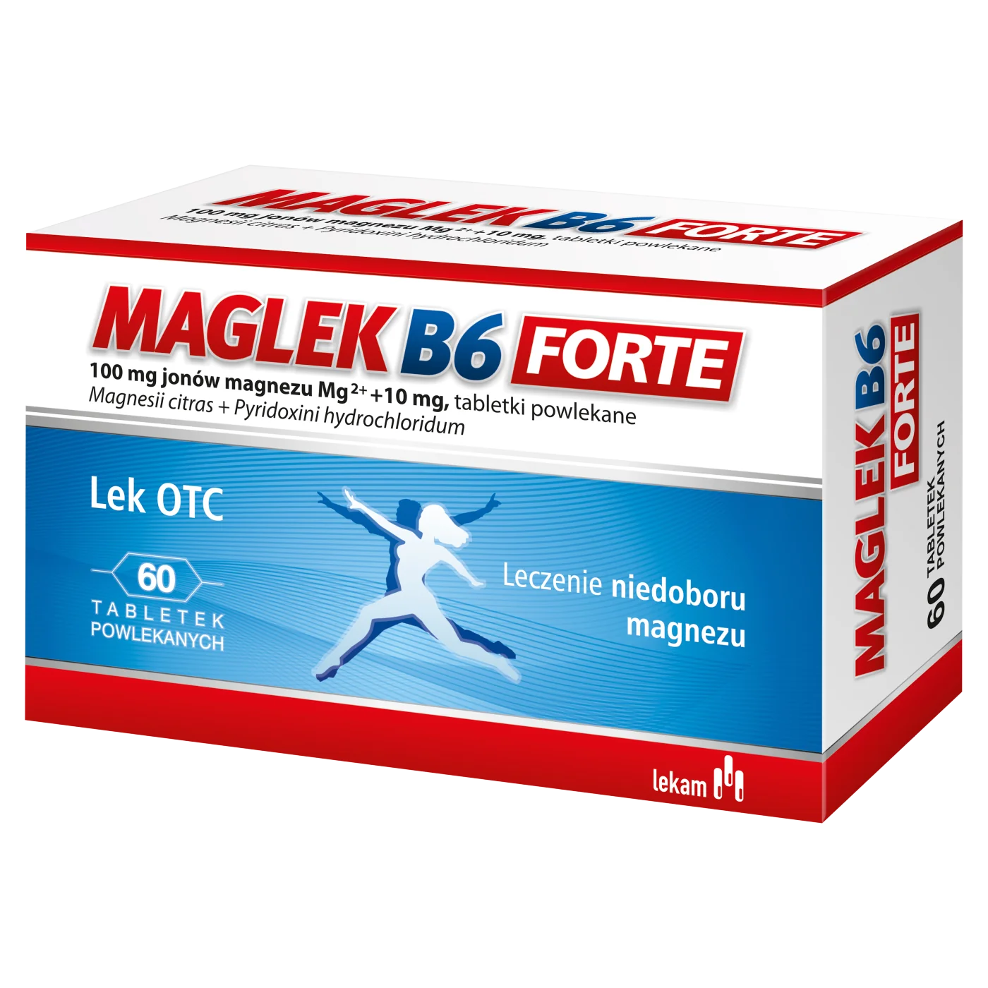 Maglek B6 Forte 100 mg jonów magnezu Mg² +10 mg, 60 tabletek powlekanych