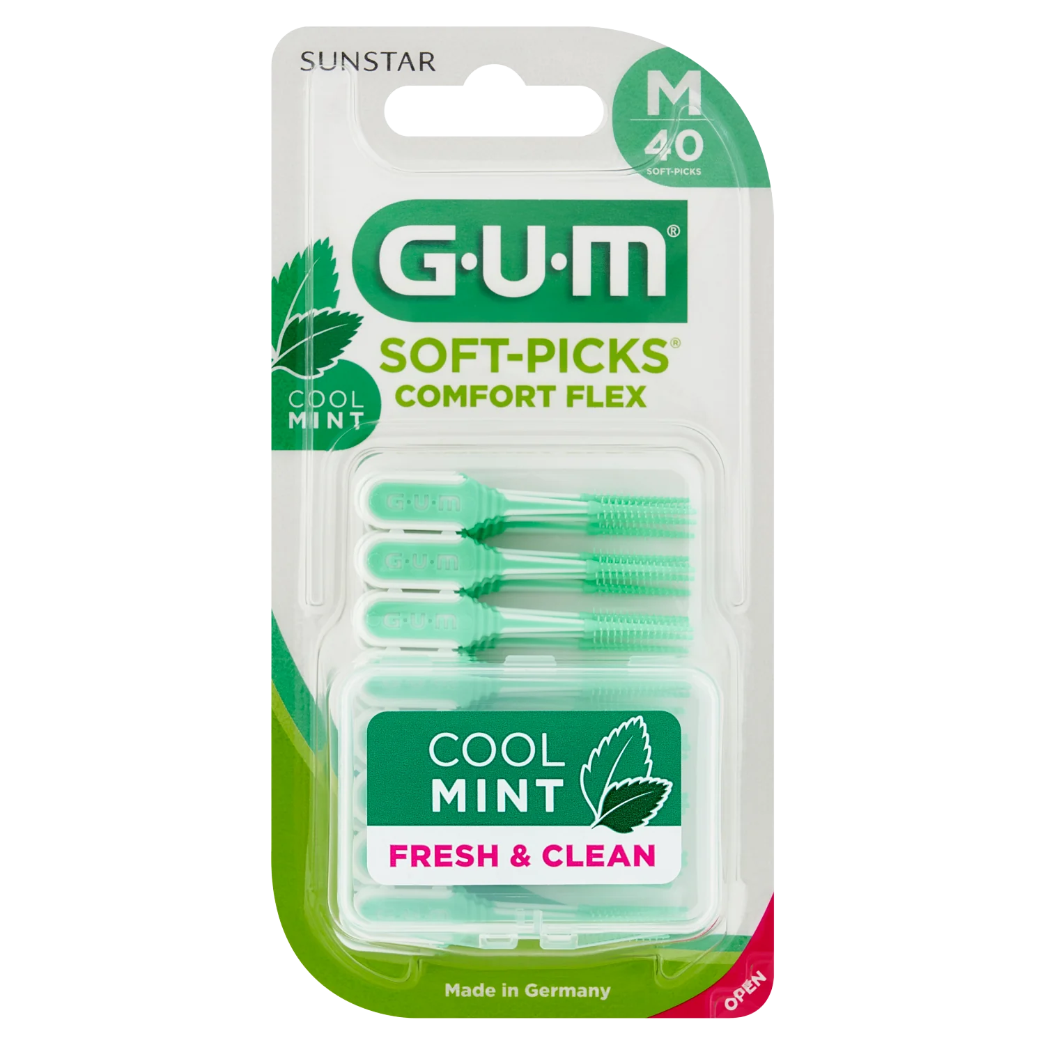 SUNSTAR GUM Soft-Picks Comfort Flex Cool Mint silikonowe czyściki międzyzębowe średnie (M), 40 szt.