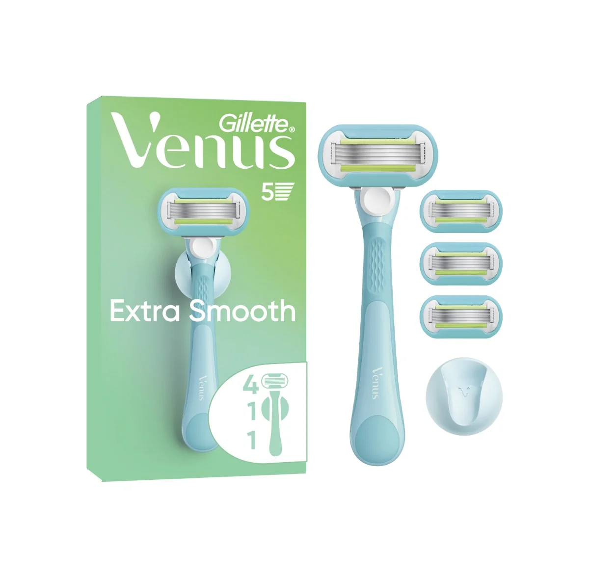 Gillette Venus Extra Smooth maszynka do golenia + 4 wymienne główki + uchwyt ścienny