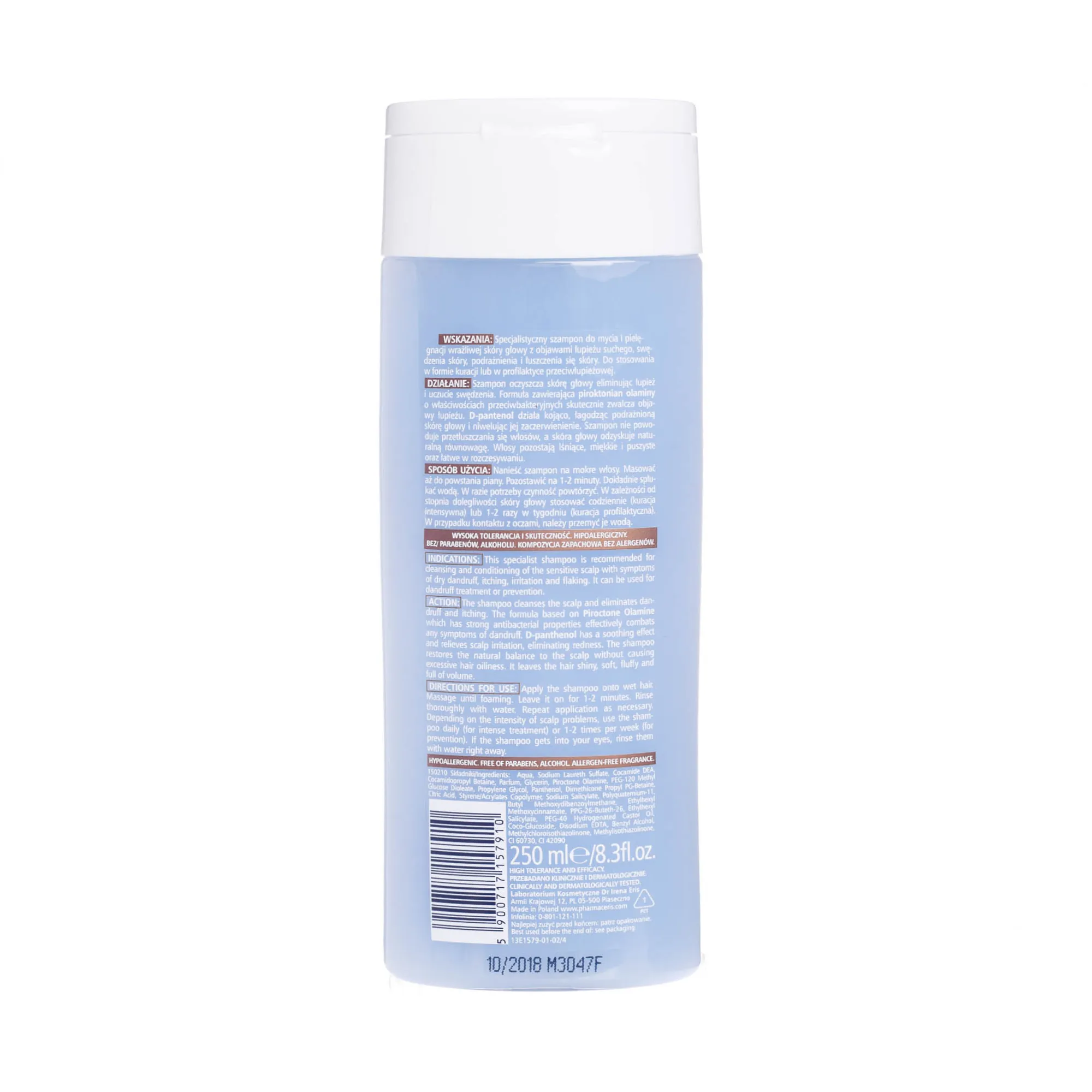 Pharmaceris H H-Purin dry specjalistyczny szampon przeciwłupieżowy do skóry wrażliwej, 250 ml 