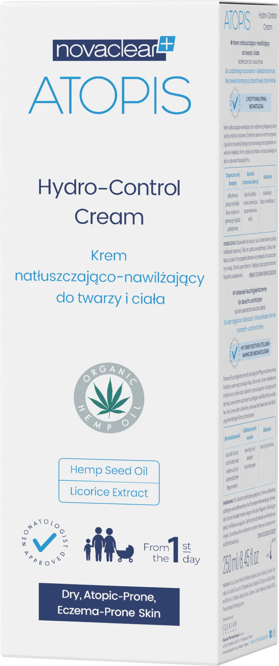 Novaclear Atopis Hydro-Control krem natłuszczająco-nawilżający do twarzy i ciała, 250 ml