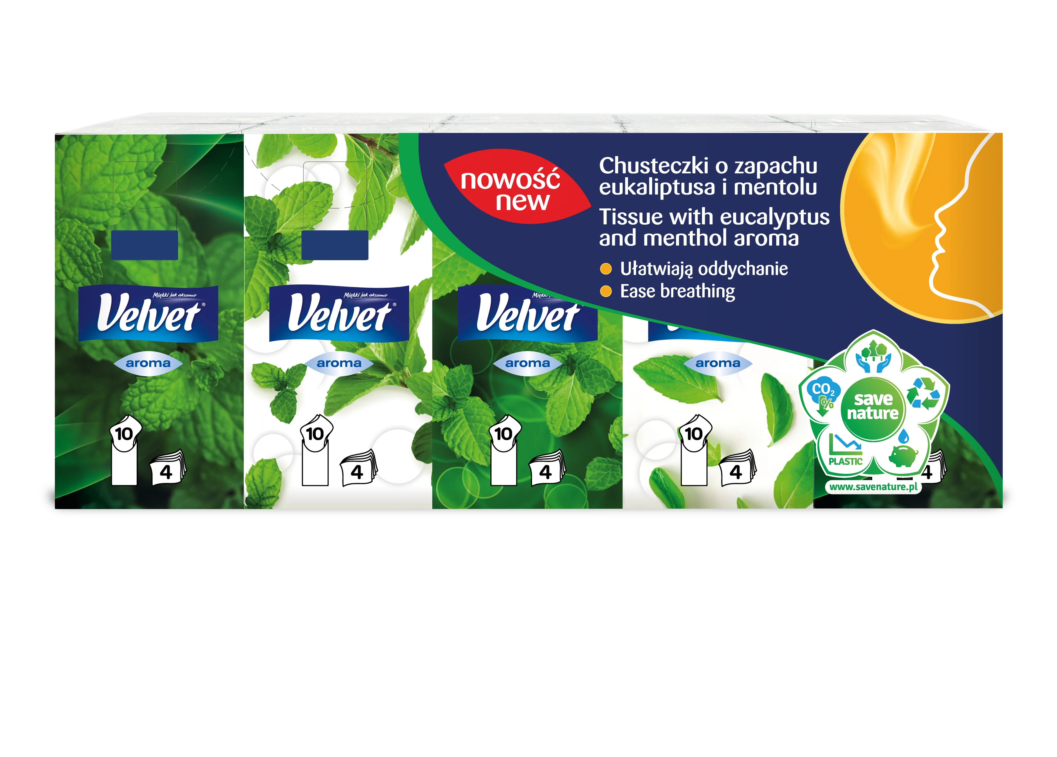 Velvet Aroma chusteczki higieniczne 4-wartswowe, 10 x 10 szt.