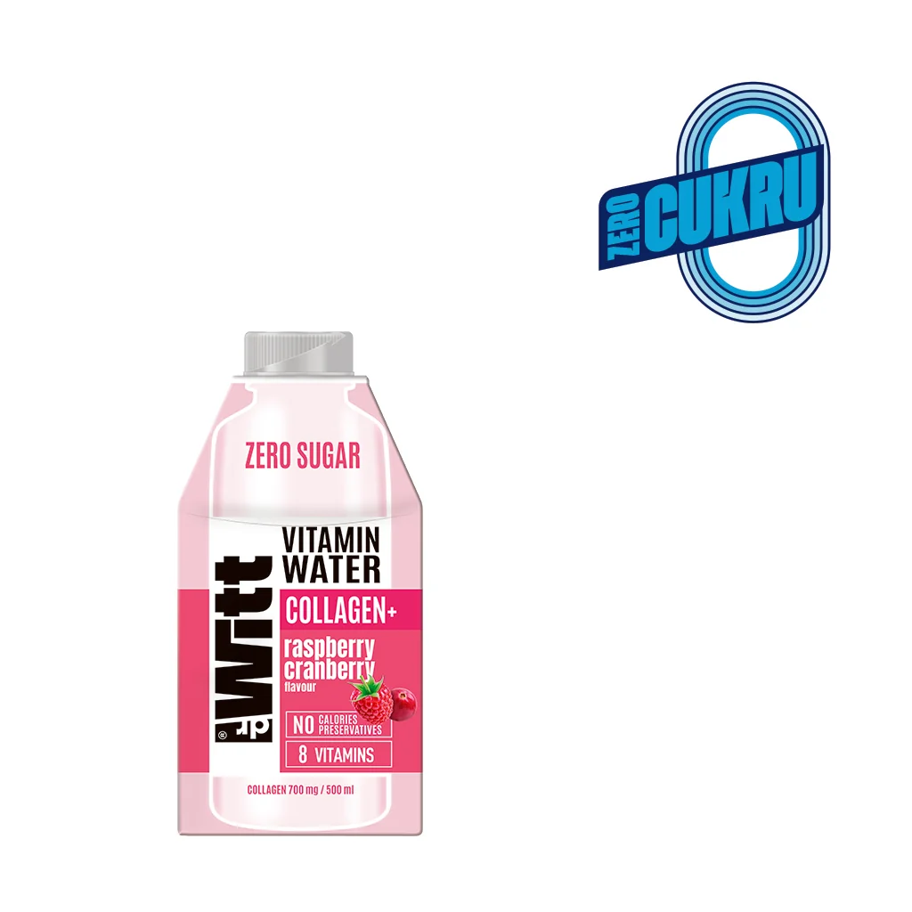 Dr Witt Vitamin Water Caffeine+ napój o smaku maliny i żurawiny bez cukru, 500 ml