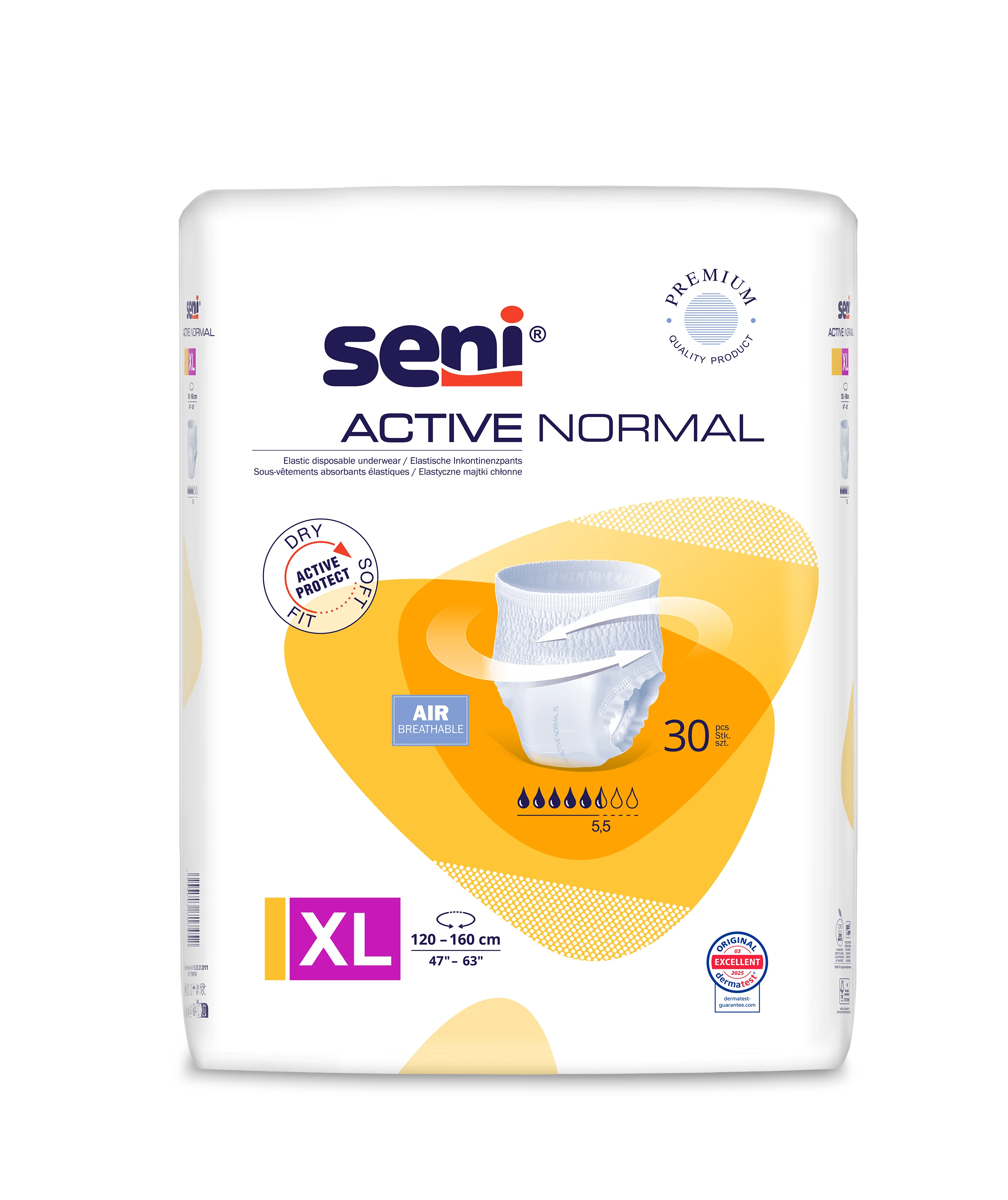 Seni Active Normal elastyczne majtki chłonne Extra Large 120-160 cm, 30 szt.