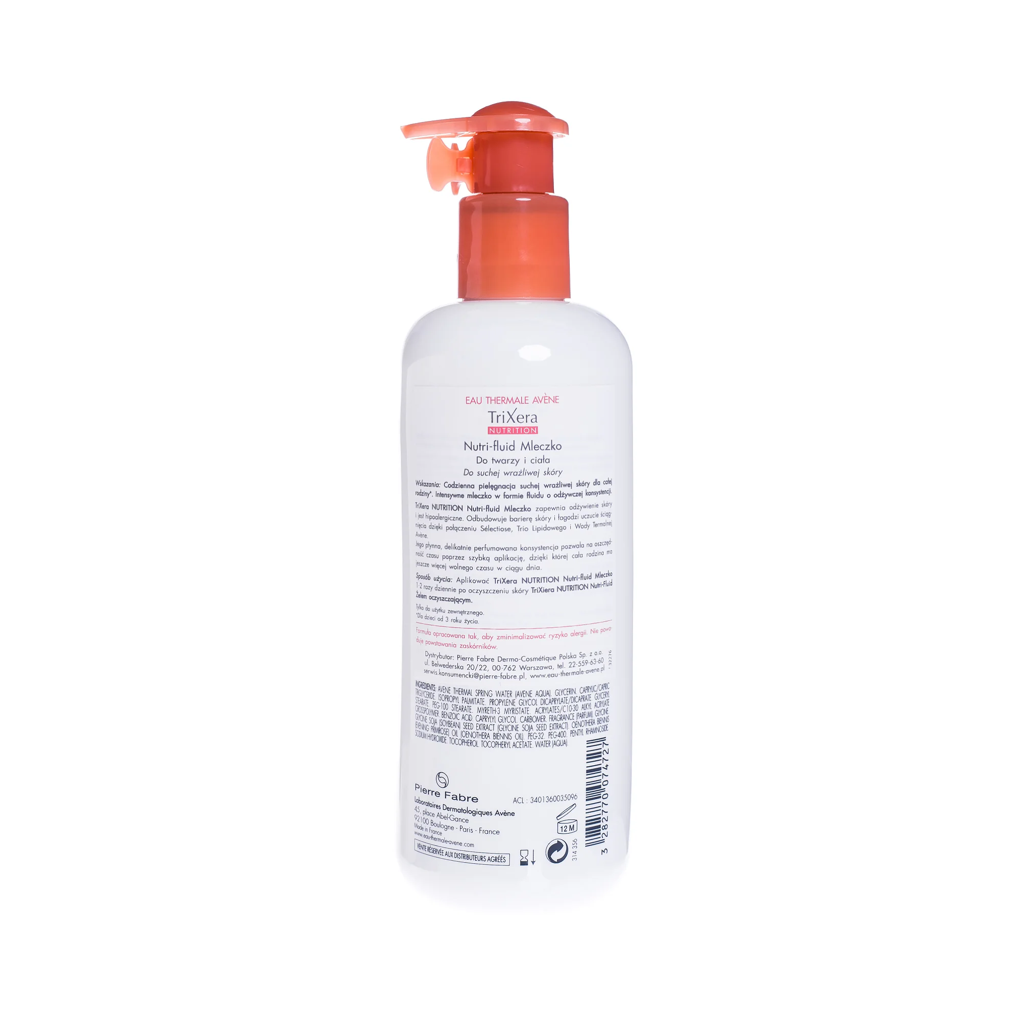 Avene Trixera Nutri Fluid, mleczko do twarzy i ciała, 400 ml 