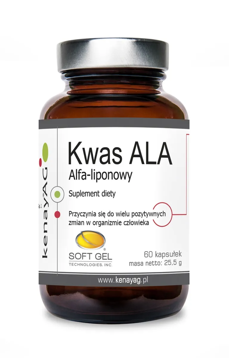 KenayAG, Kwas alfa-liponowy ALA, suplement diety, 60 kapsułek. Data ważności 2022-06-30