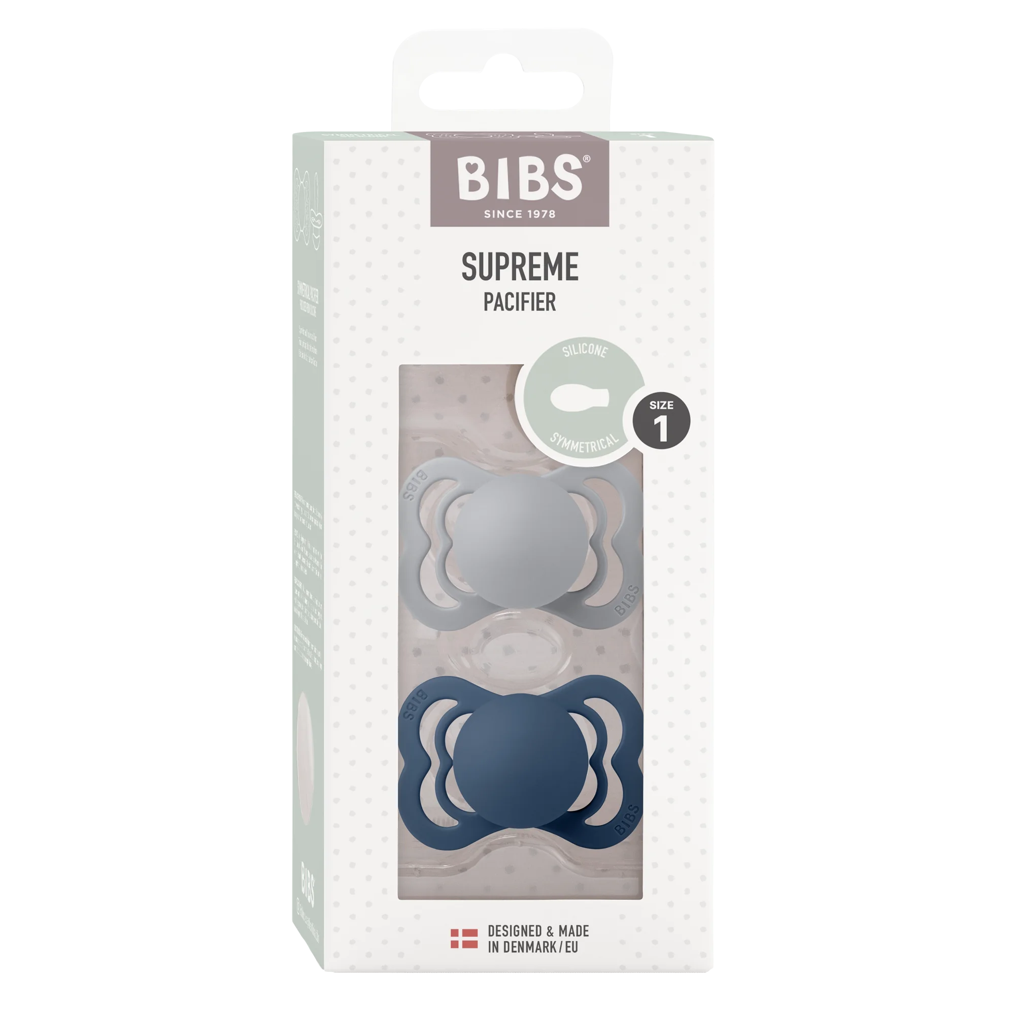 BIBS Pacifier Supreme Cloud & Steel Blue smoczek silikonowy, 2 szt.