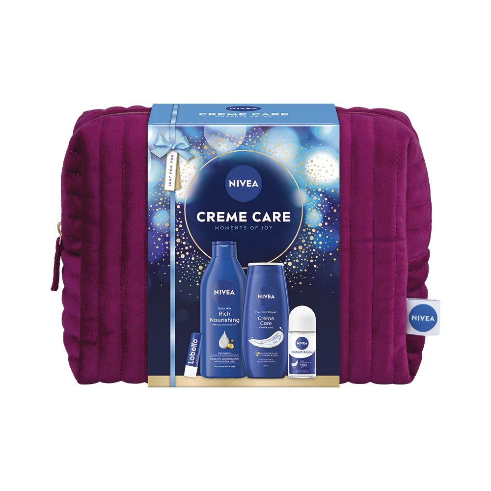 Nivea Crème Care Zestaw żel pod prysznic, 250 ml + balsam, 400 ml + antyperspirant, 50 ml + balsam do ust, 4,8 g