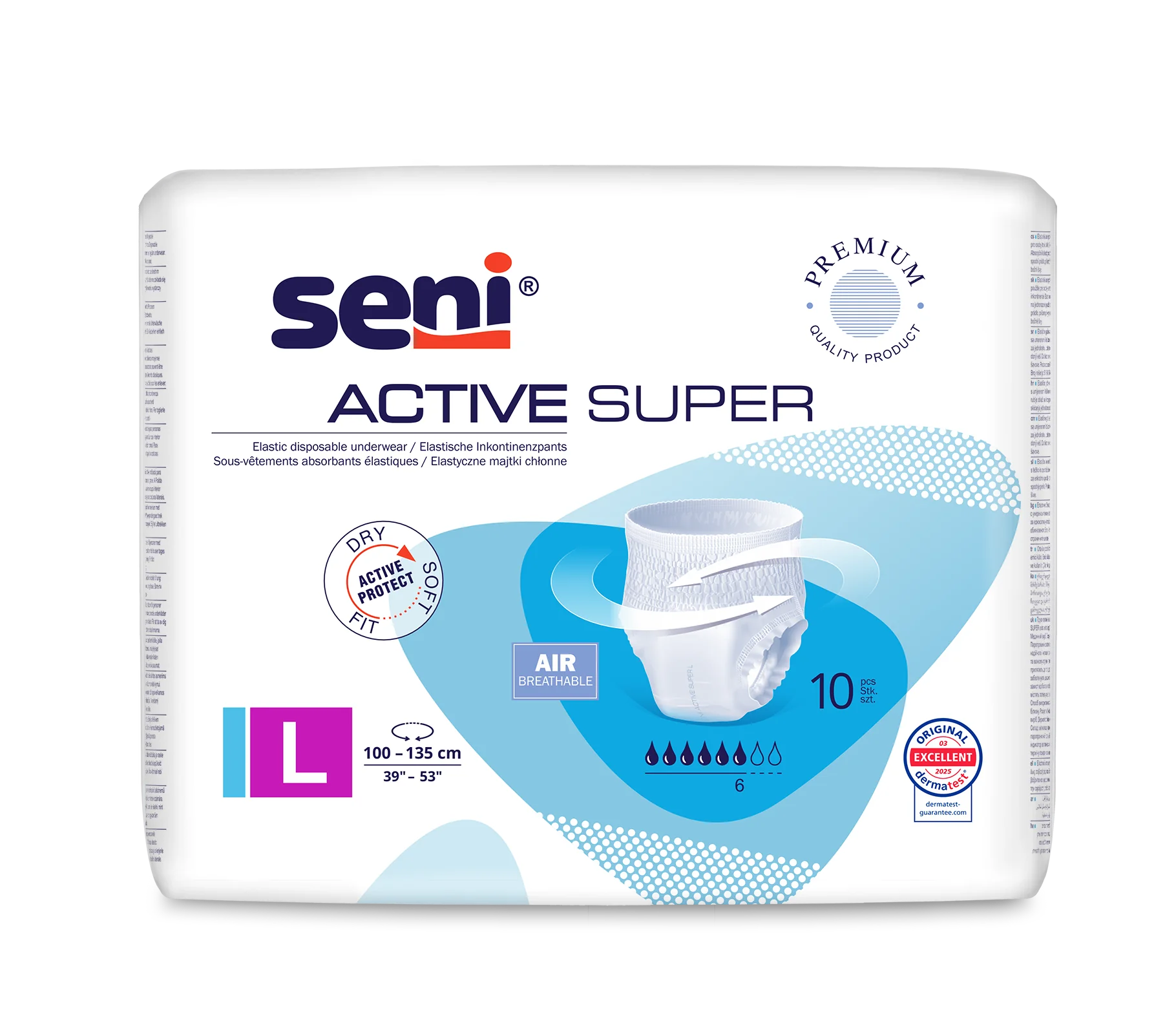 Seni Activ Super elastyczne majtki chłonne, rozmiar L, 100-135 cm, 10 szt.