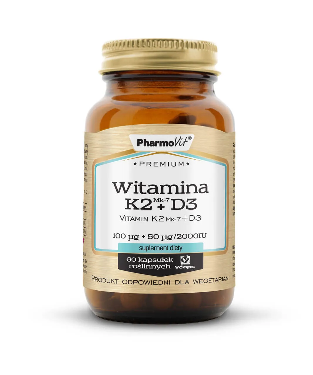 Premium Witamina K2+D3 Pharmovit, suplement diety, 60 kapsulek