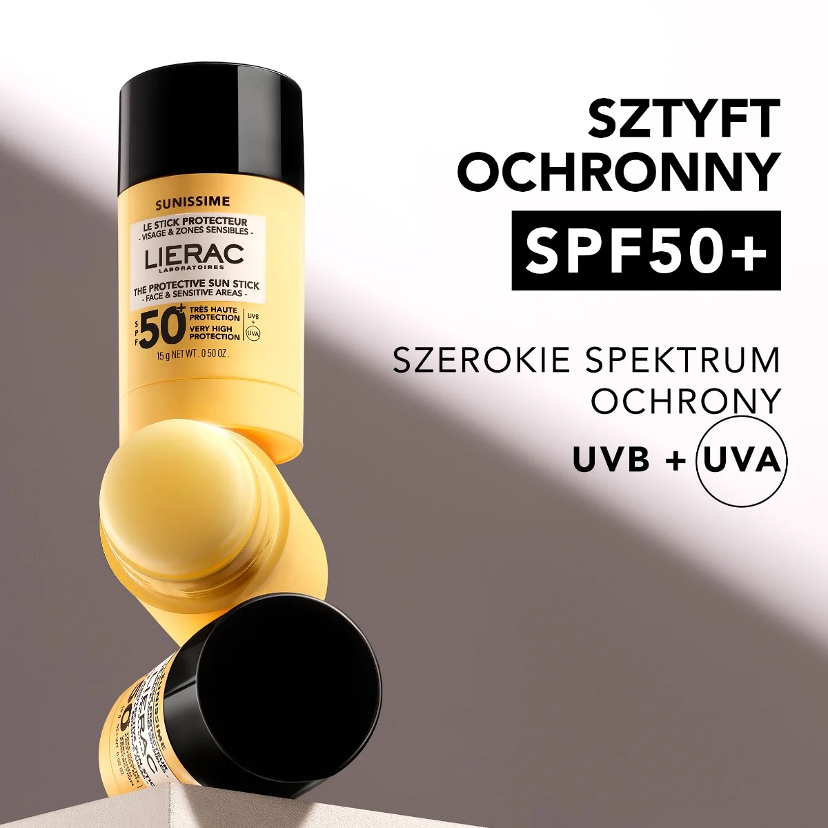 Lierac Sunissime sztyft ochronny 50 SPF+ anti-aging, 15 g