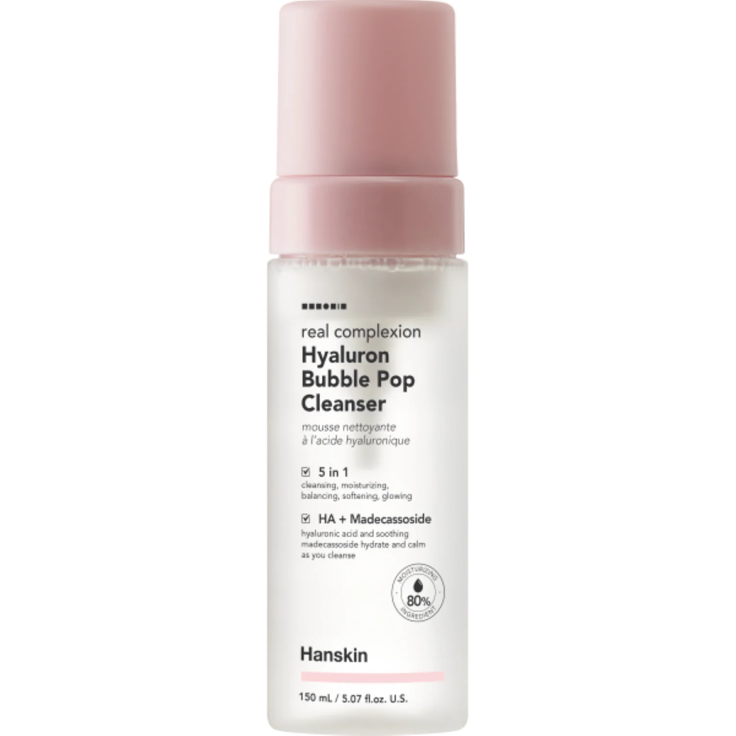 Hanskin Real Complexion pianka do twarzy oczyszczająca z kwasem hialuronowym, 150 ml