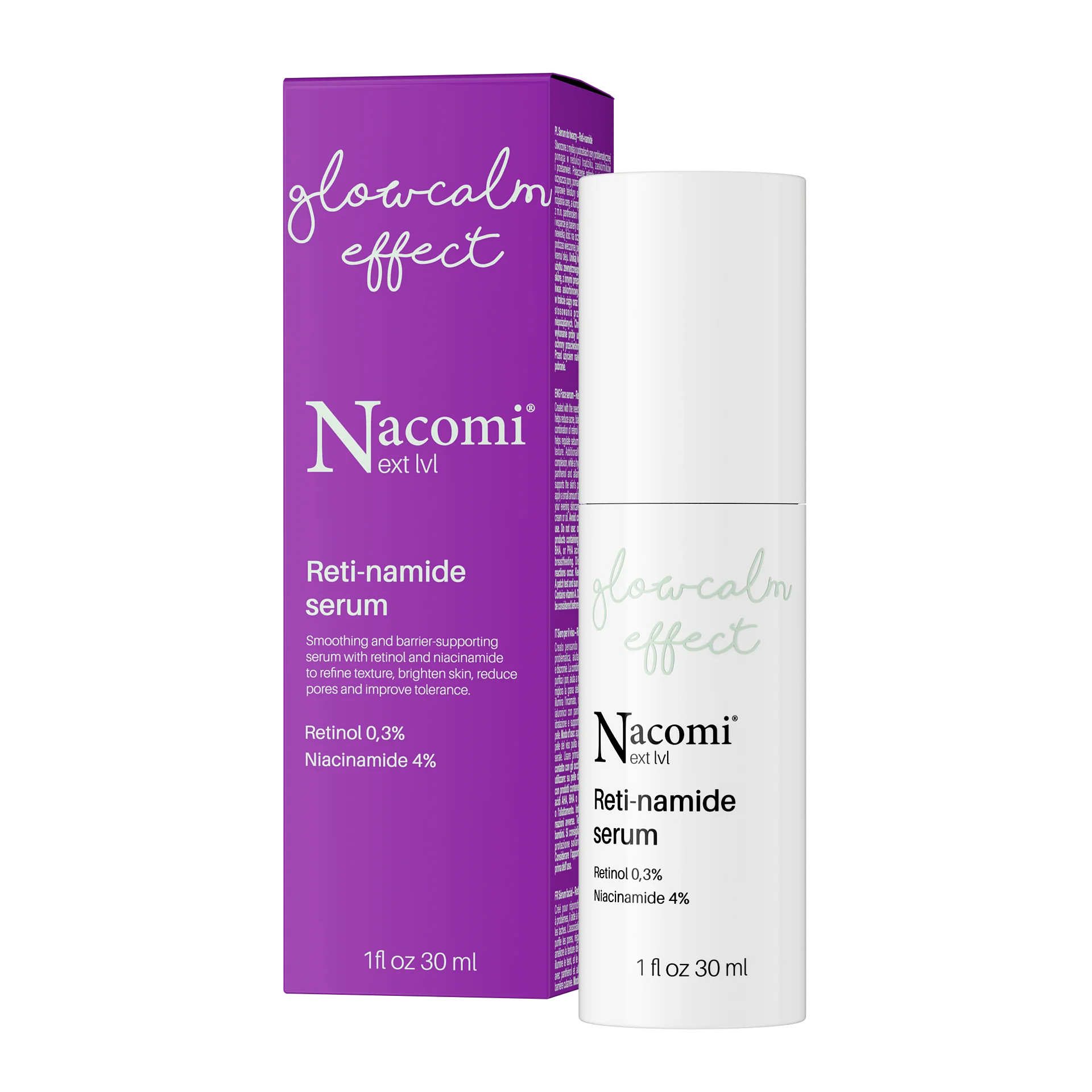 Nacomi Next Level Glowcalm Effect serum do twarzy Reti-namide, 30 ml