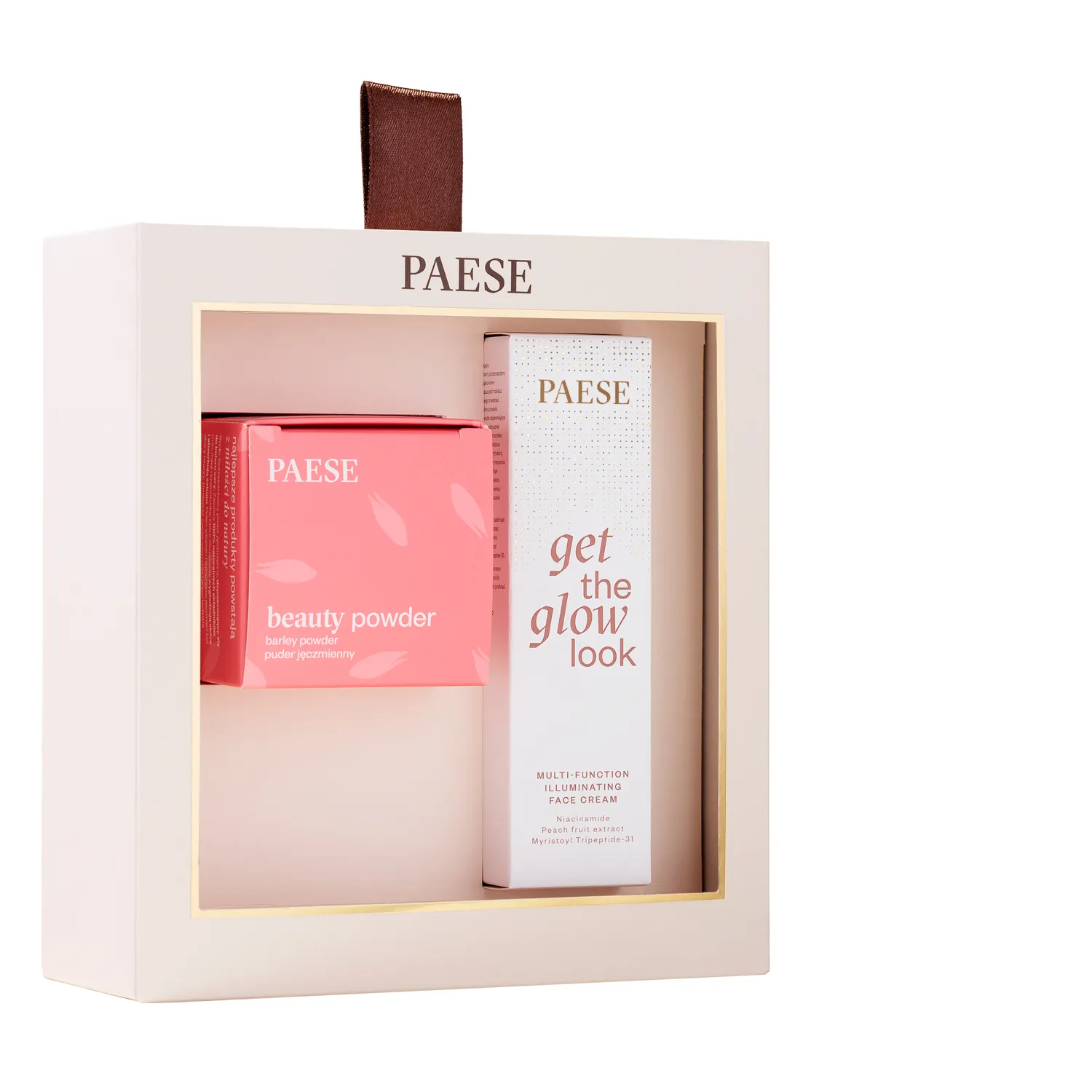Paese zestaw świąteczny All About The Base 01 krem Get The Glow, 30 ml + puder jęczmienny, 10 g