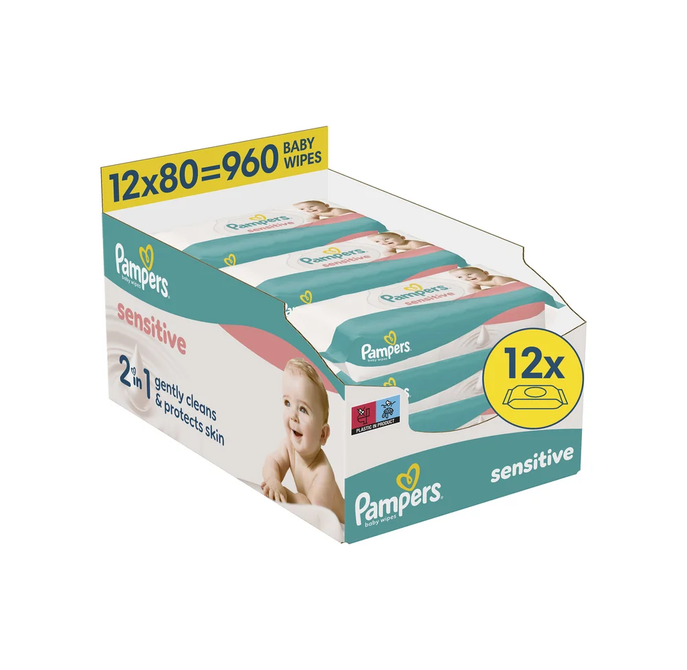 Pampers Sensitive chusteczki nawilżane dla dzieci, 12 x 80 sztuk
