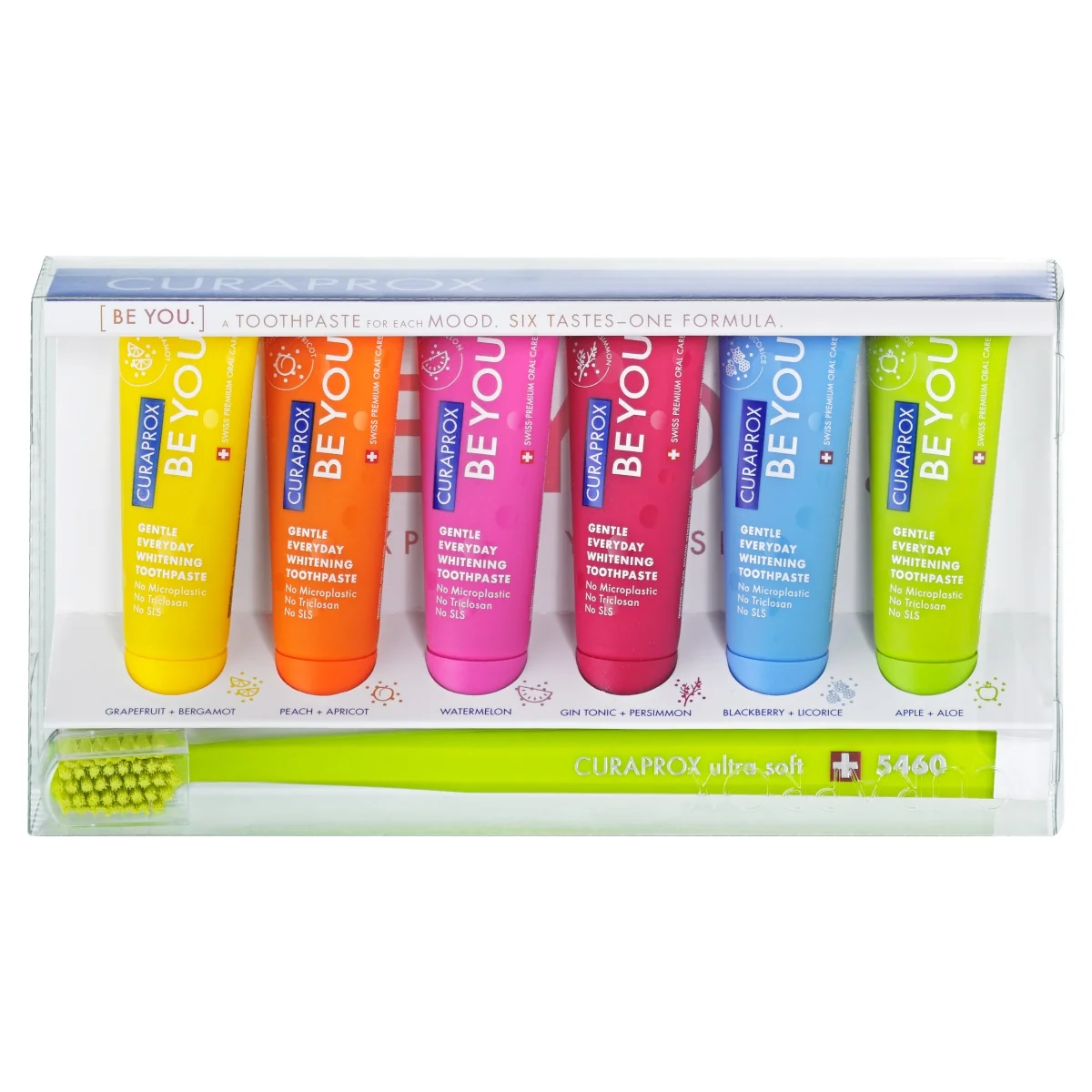 Curaprox Be You Zestaw szczoteczka do zębów, 1 sztuka + pasta do zębów, 6 x 10 ml