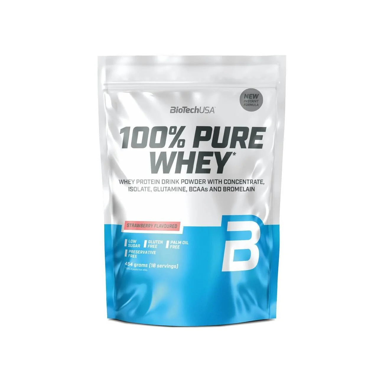 BioTechUSA 100% Pure Whey o smaku truskawki, proszek 454 g