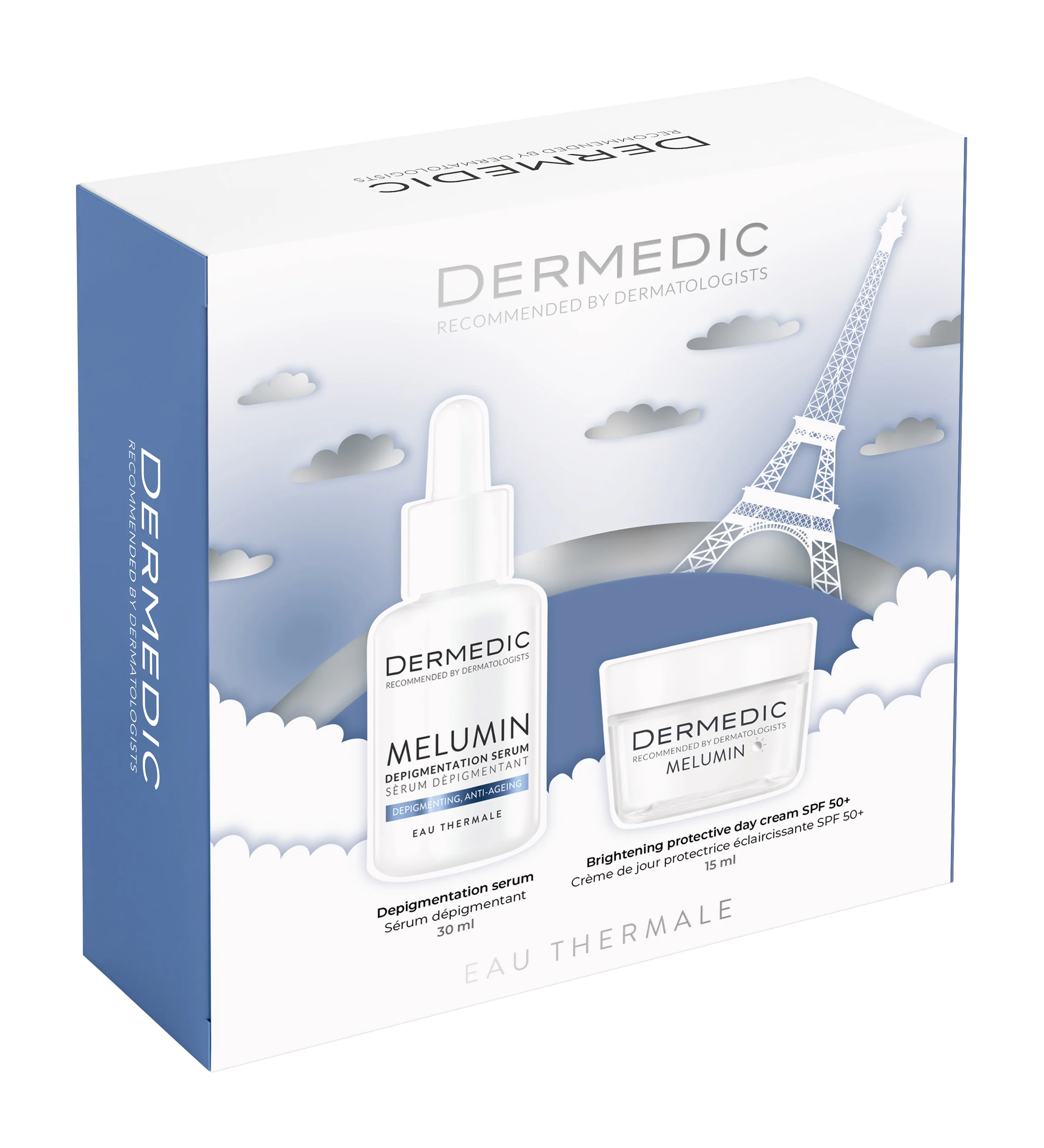 Dermedic Melumin Zestaw serum depigmentacyjne, 30 ml + ochronny krem rozjaśniający na dzień, 15 ml
