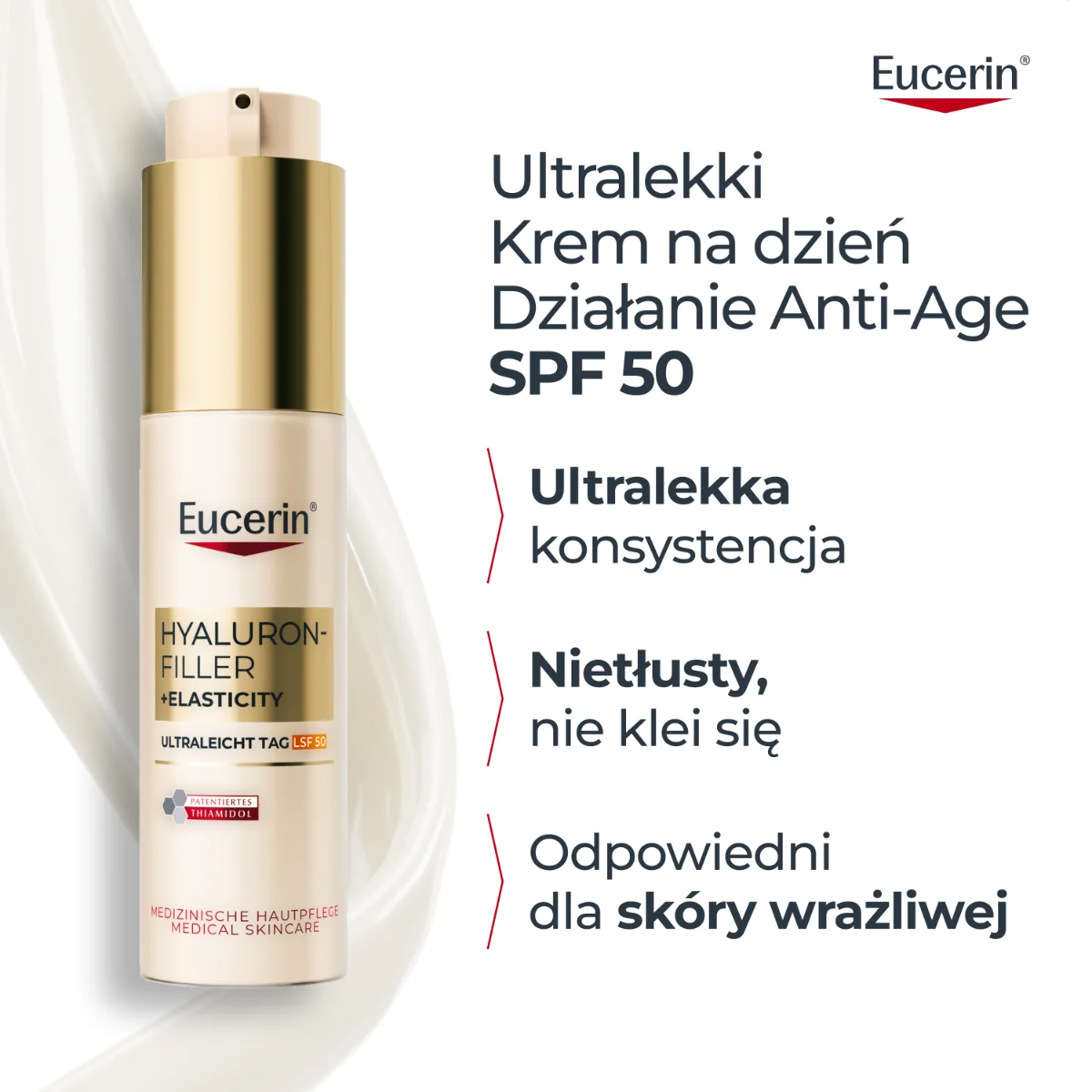 Eucerin Hyaluron-Filler + Elasticity Krem na dzień ultralekki SPF 50, 50 ml