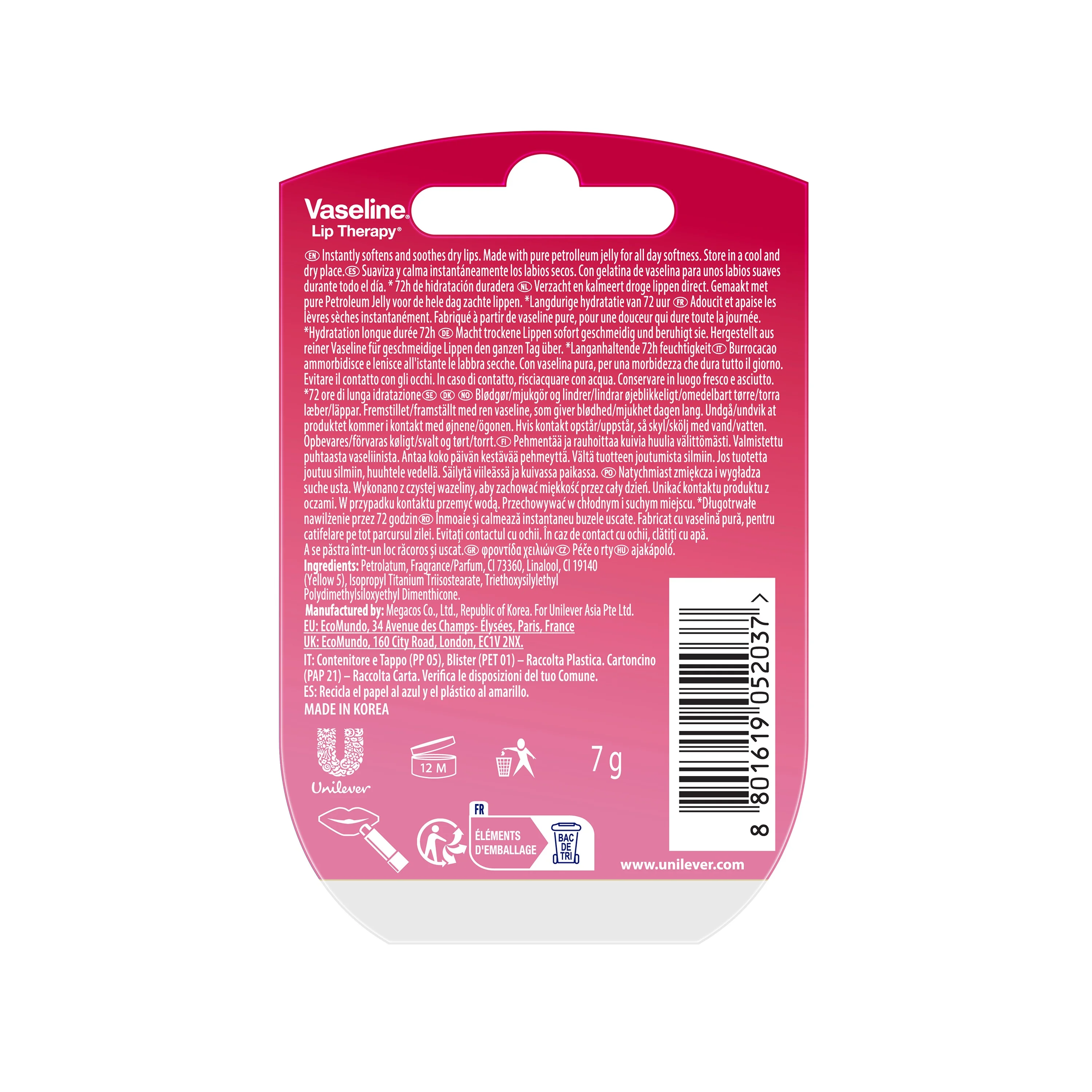 Vaseline Rosy balsam do ust, 7 g