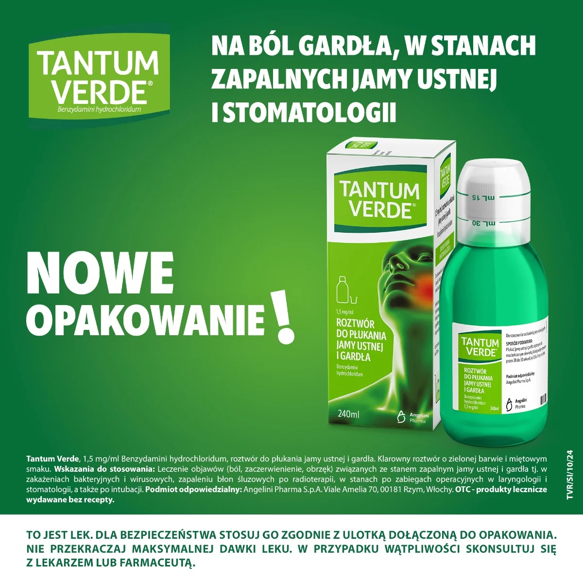 Tantum Verde roztwór do płukania jamy ustnej, 240 ml