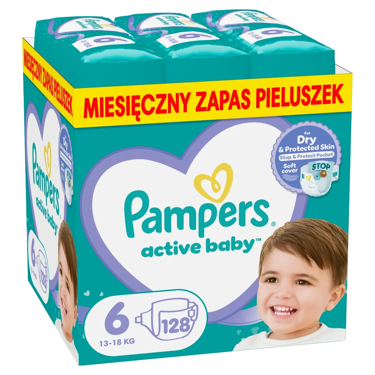 Pampers Active Baby 6 rozmiar 6, 13-18 kg, 128 szt.
