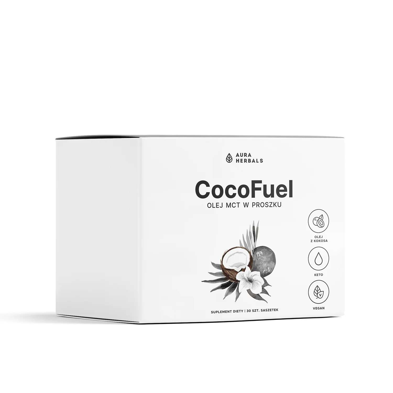 Aura Herbals Coco Fuel olej MCT w proszku, 30 saszetek