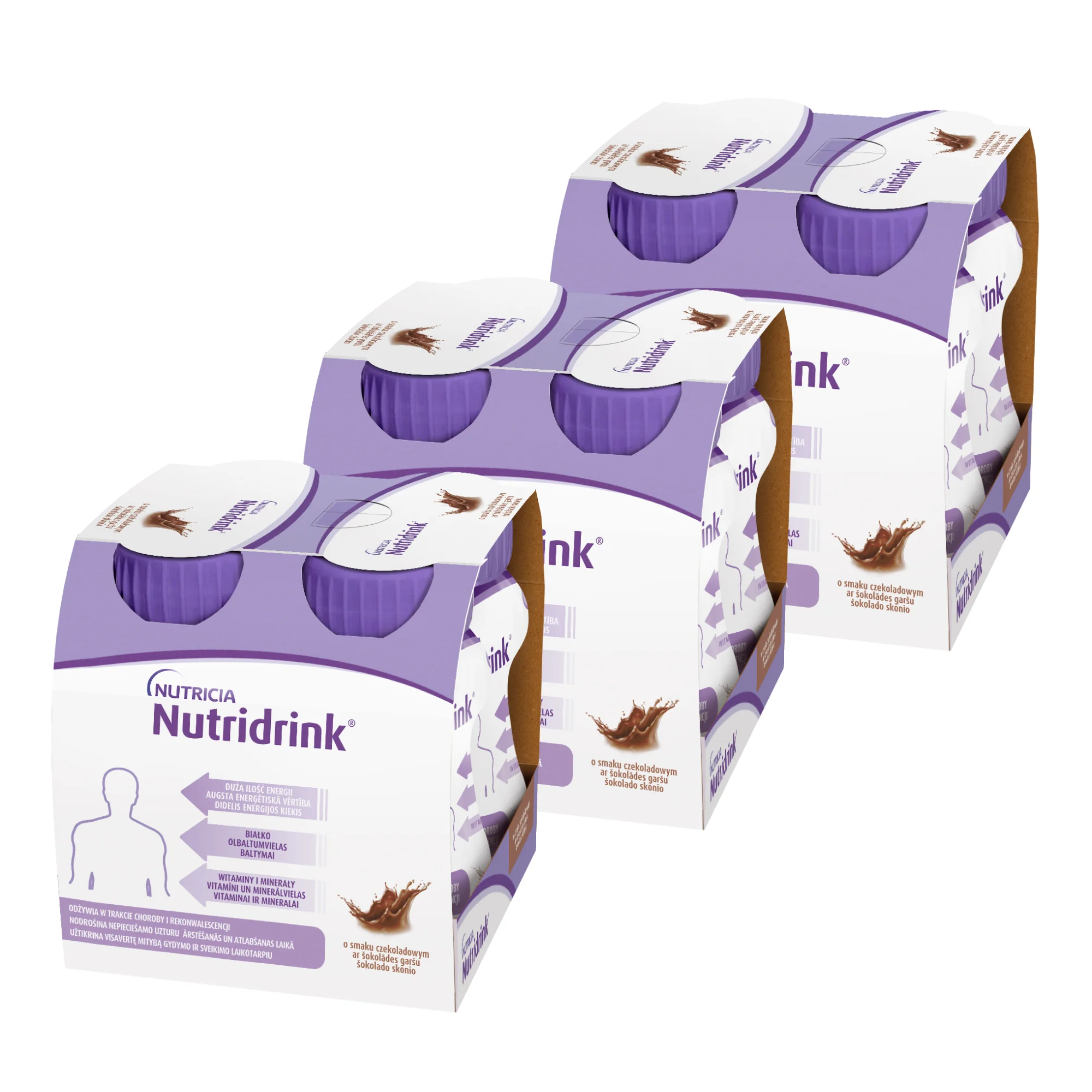 Nutridrink płyn o smaku czekoladowym,  3 x 4 x 125 ml