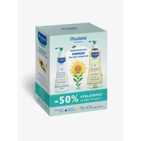 Mustela Stelatopia Zestaw, balsam emolient, 300 ml +  olejek myjący, 500 ml