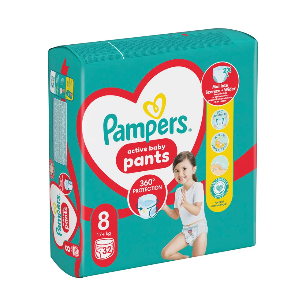 Pampers Pants Pieluchomajtki, rozmiar 8 (17kg+), 32 sztuki