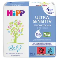 HiPP Babysanft Ultra Sensitiv, chusteczki nawilżane, od 1 dnia życia, 4 x 52 sztuki