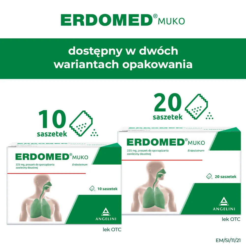 Erdomed Muko 225 mg saszetki 20 sztuk