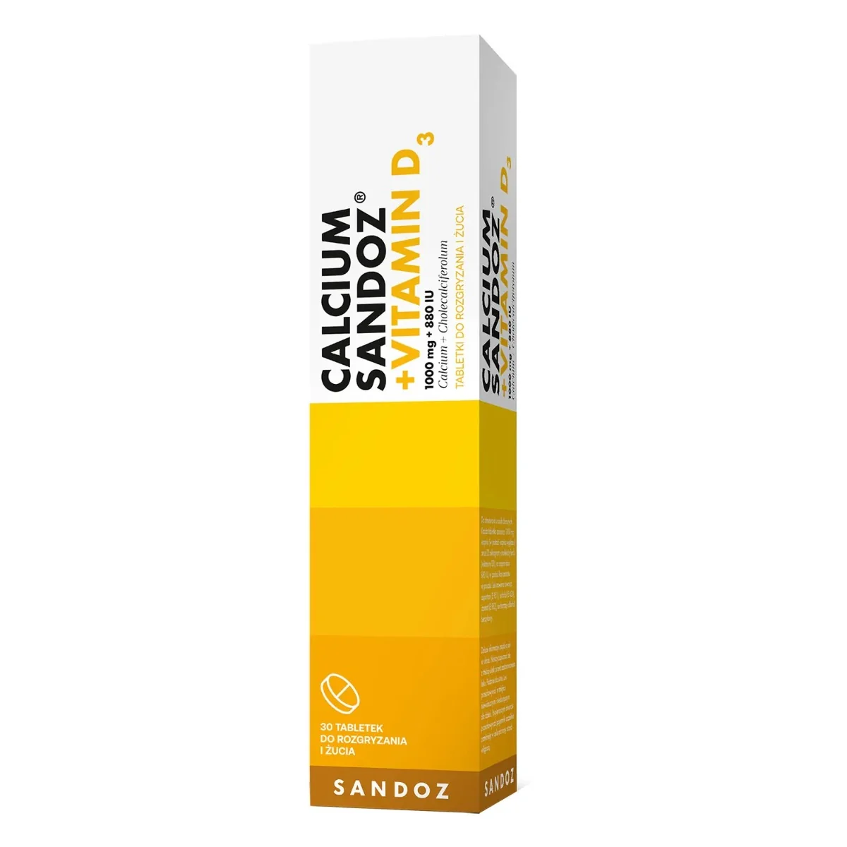 Calcium Sandoz + Vitamin D3 1000 mg + 880 IU, 30 tabletek do rozgryzania i żucia