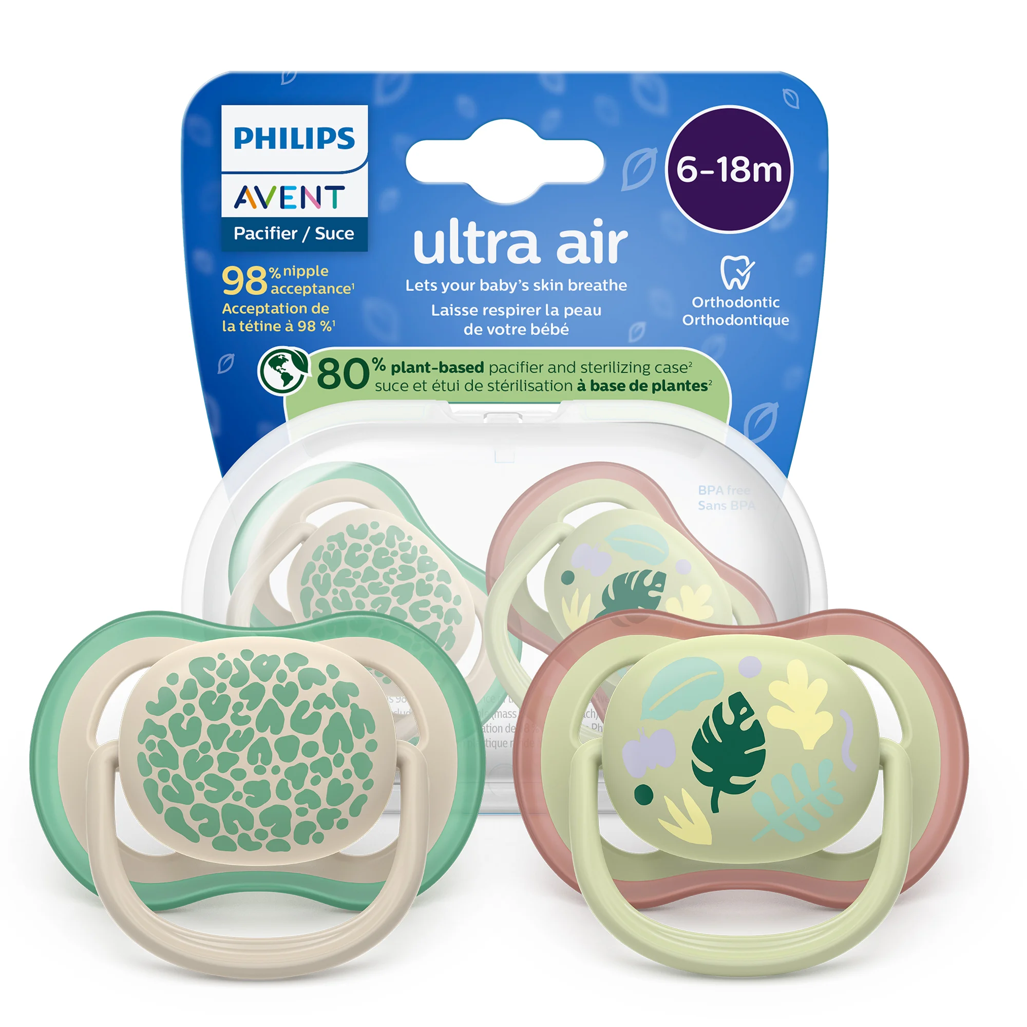 Philips Avent Ultra Air ortodontyczny smoczek uspokajający 6-18 m, 2 sztuki