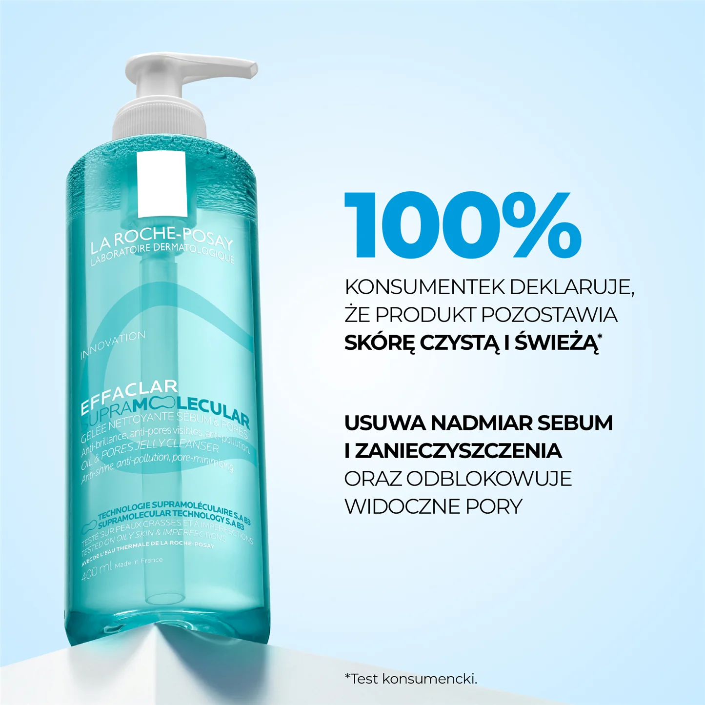 La Roche-Posay Effaclar Supramolecular żel oczyszczający pory i redukujący sebum, 400 ml
