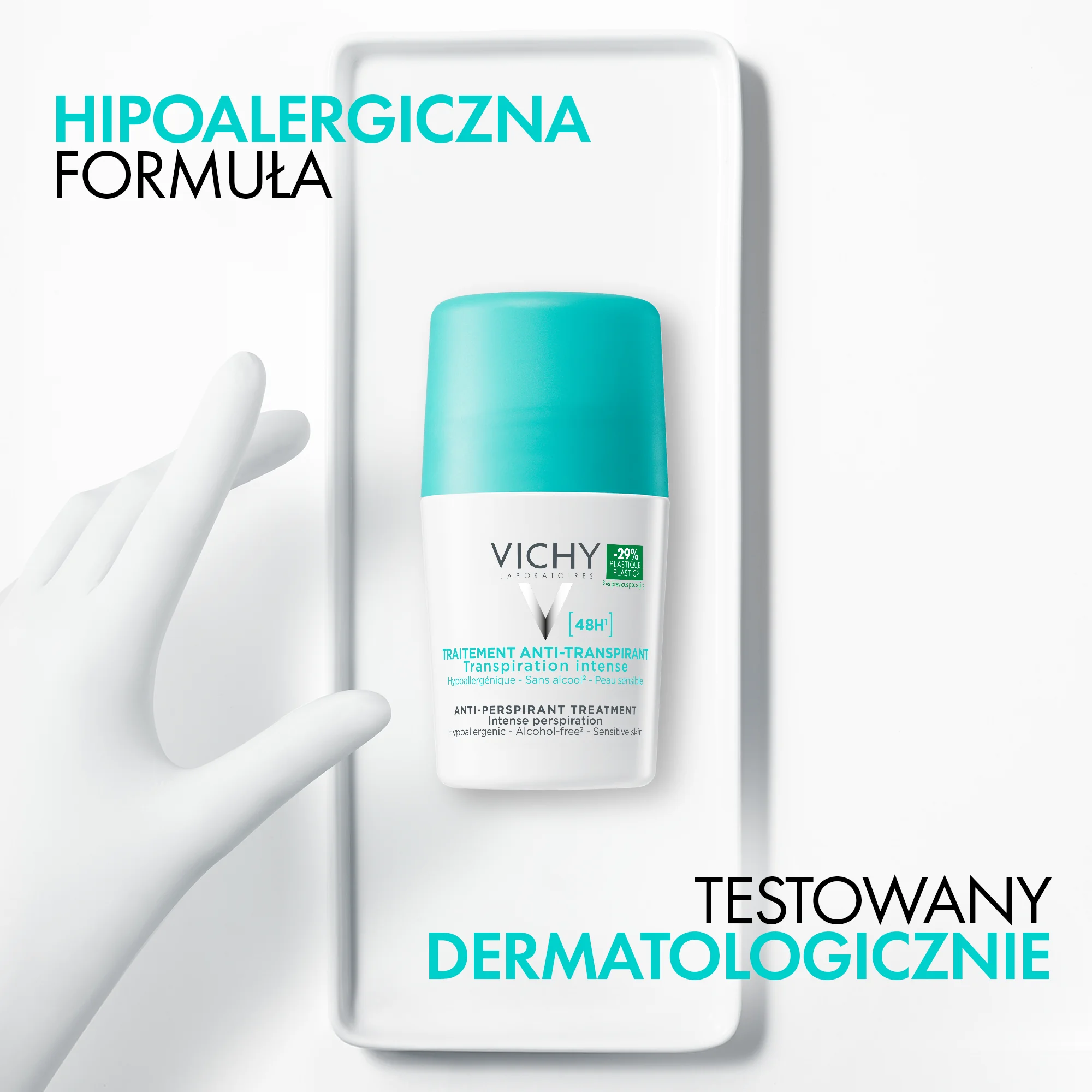 Vichy, antyperspirant roll-on kuracja przeciw nadmiernemu poceniu, 48 h, 50 ml