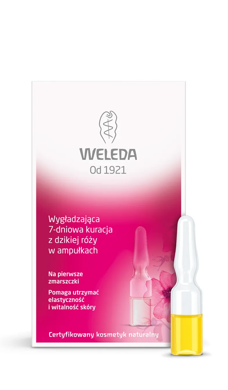 Weleda, wygładzająca 7-dniowa kuracja  z dzikiej róży w ampułkach, 7 x 0,8 ml