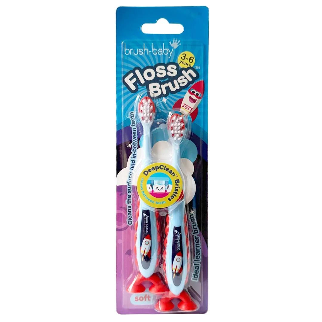 Brush-Baby FlossBrush miękka szczoteczka do zębów dla dzieci 3-6 lat, 2 sztuki