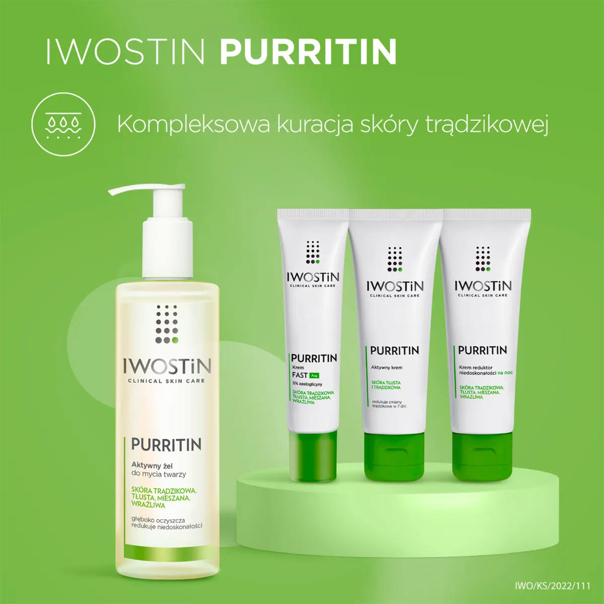 Iwostin Purritin, aktywny żel do mycia twarzy, 150 ml 