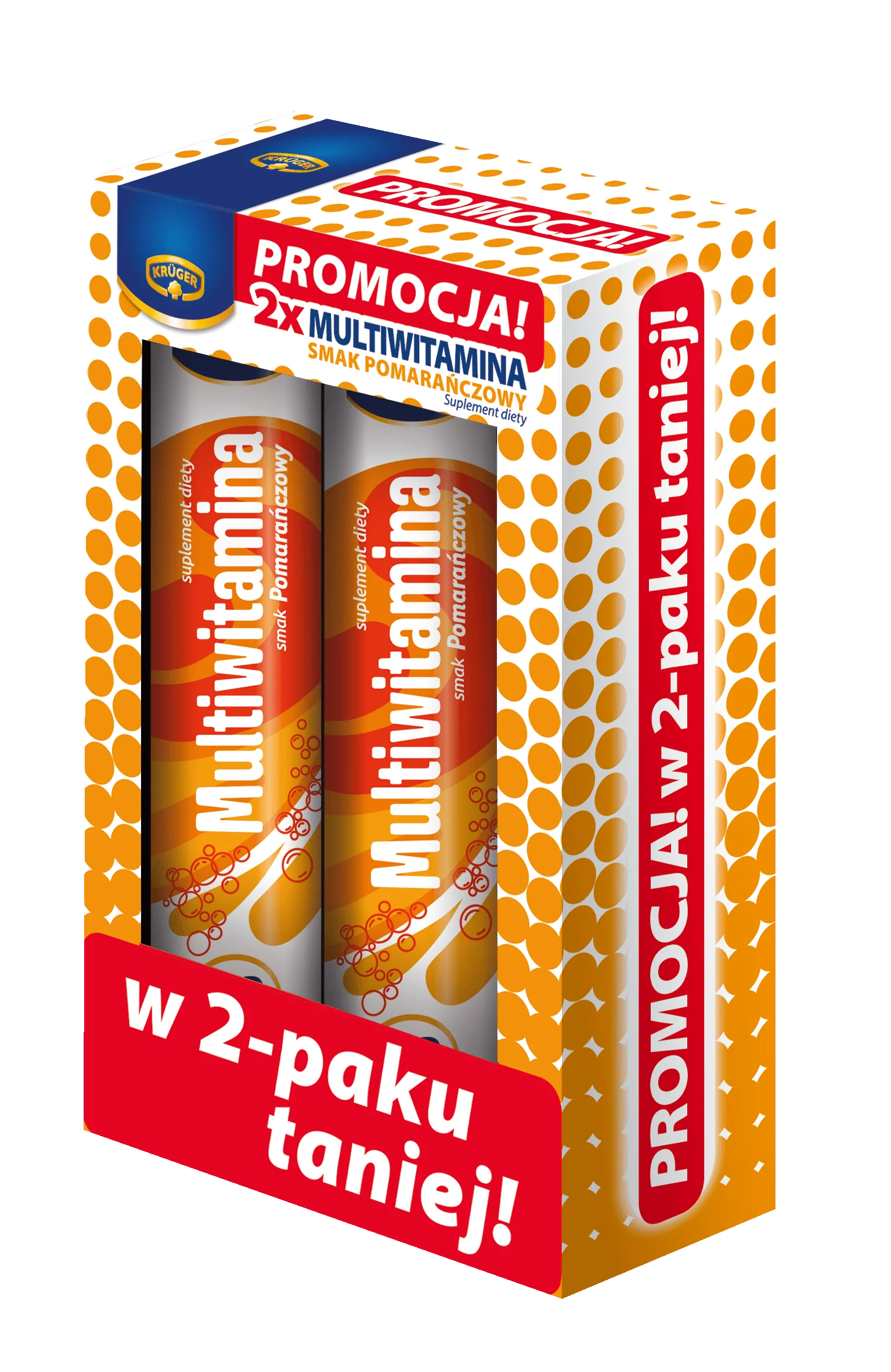 Krüger Vital Power Magnez + B6 + Calcium smak pomarańczowy, 2 x 20 tabl.