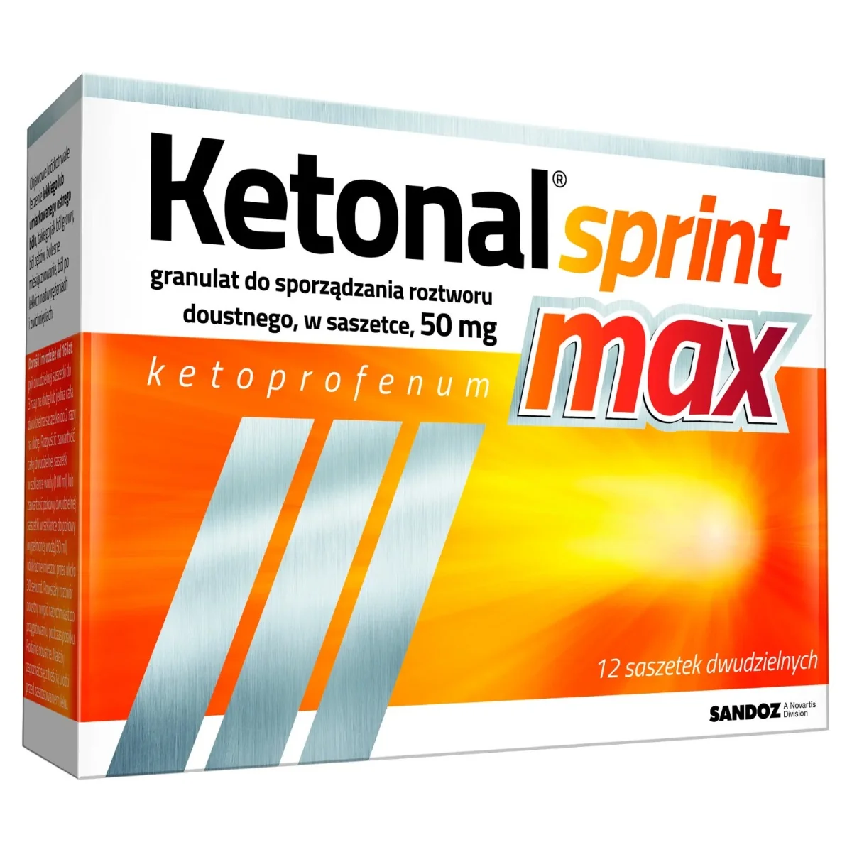 Ketonal Sprint Max 50 mg, granulat do sporządzania roztworu doustnego, 12 saszetek