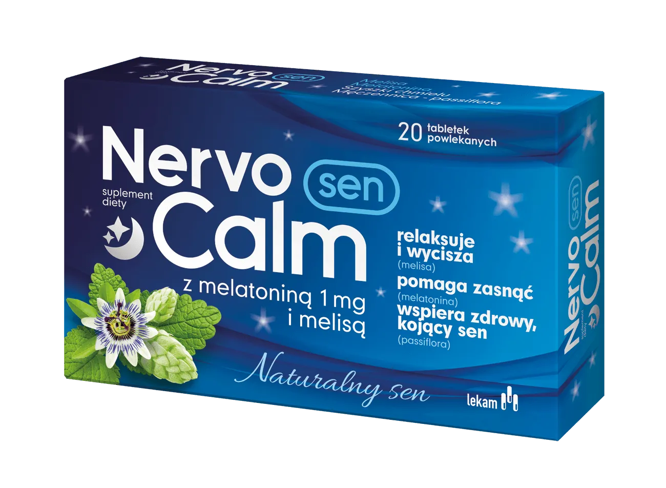 Nervocalm Sen z melatoniną i melisą, suplement diety, 20 tabletek