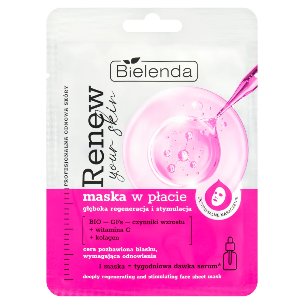Bielenda Renew Your Skin maska w płacie głęboka regeneracja i stymulacja, 1 sztuka