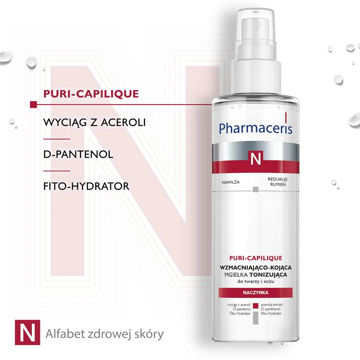 Pharmaceris N Puri-Capilique delikatny tonik-mgiełka wzmacniający naczynka, 200 ml