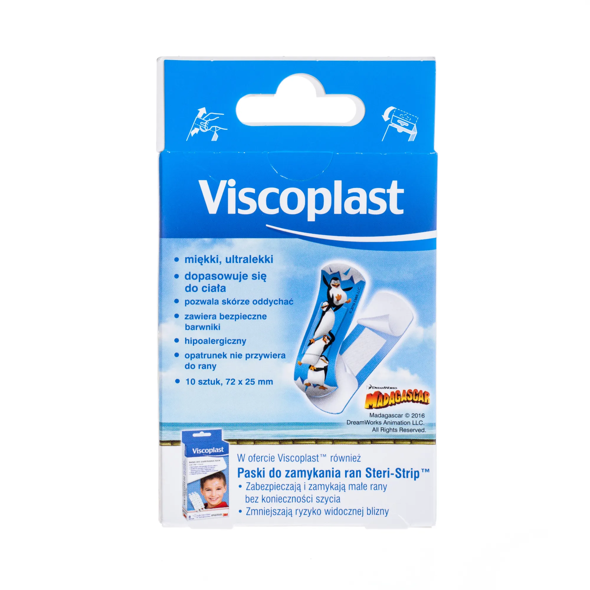 Viscoplast, Pingwiny z Madagaskaru, zestaw plastrów, 10 sztuk 